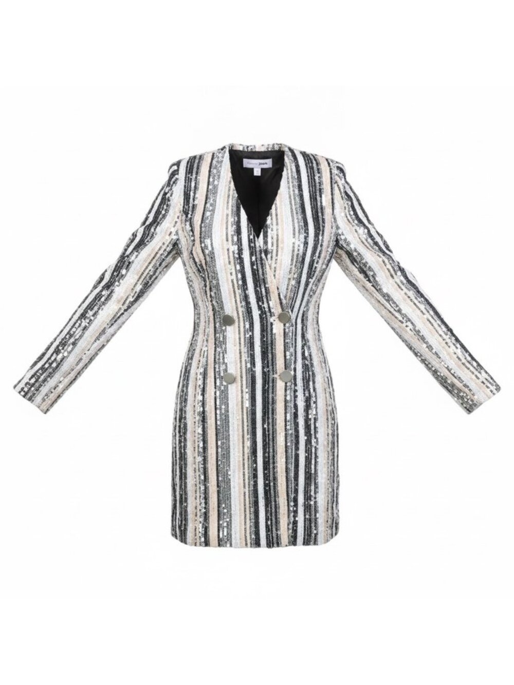 Fashion Nova Womens Multicolor Polyester Striped Sequin Blazer Dress Size S